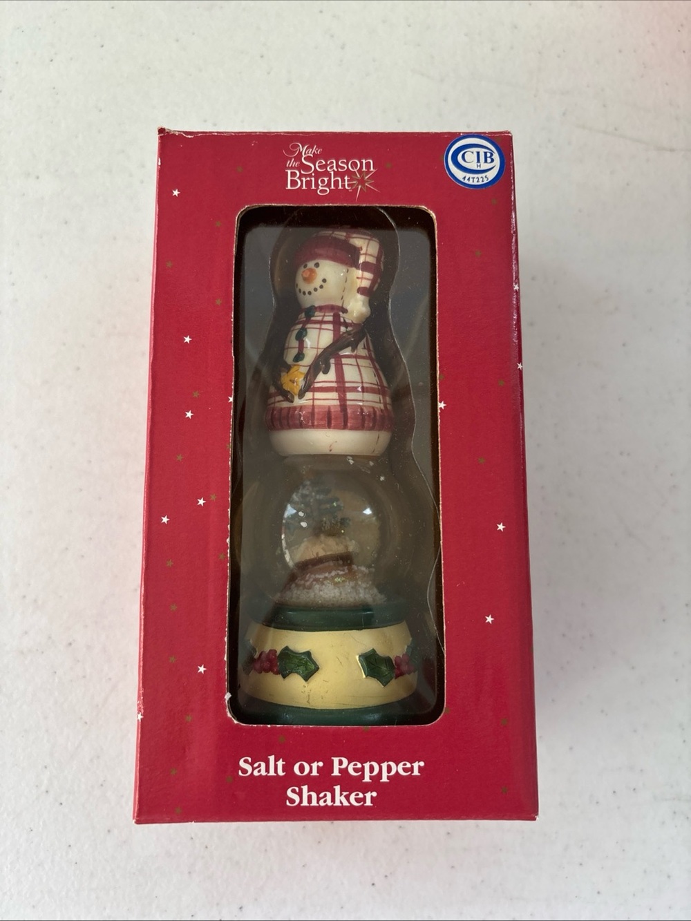 Kohl's Red and Cream Snowman Salt or Pepper Shaker Holiday Decor